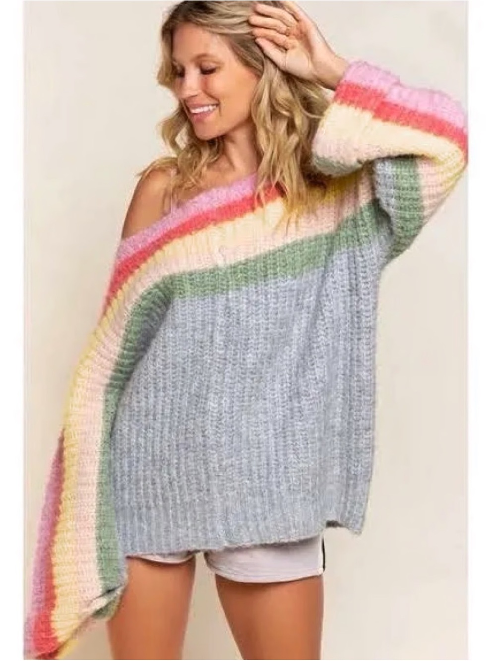 NWOT POL rainbow confetti oversized wool blend sweater